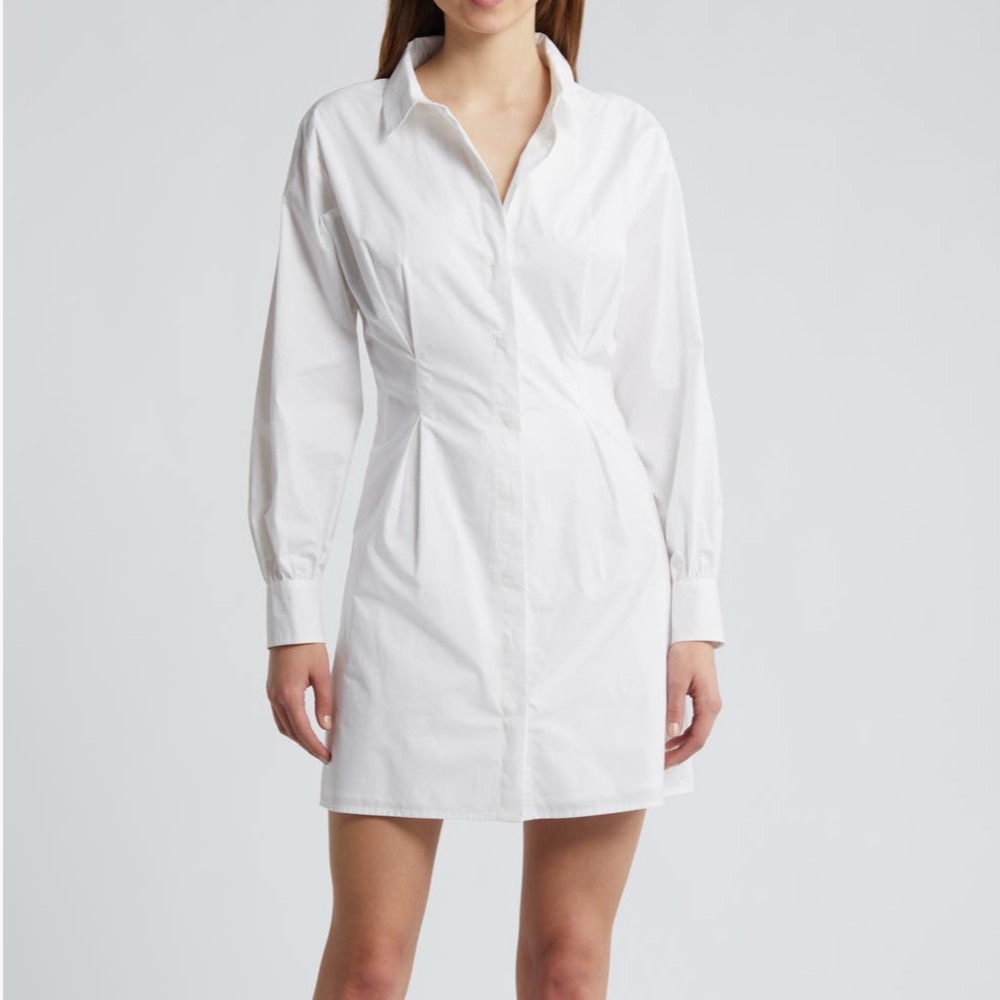 Frame Denim PLEATED SHIRT DRESS White size Medium ORGANIC COTTON